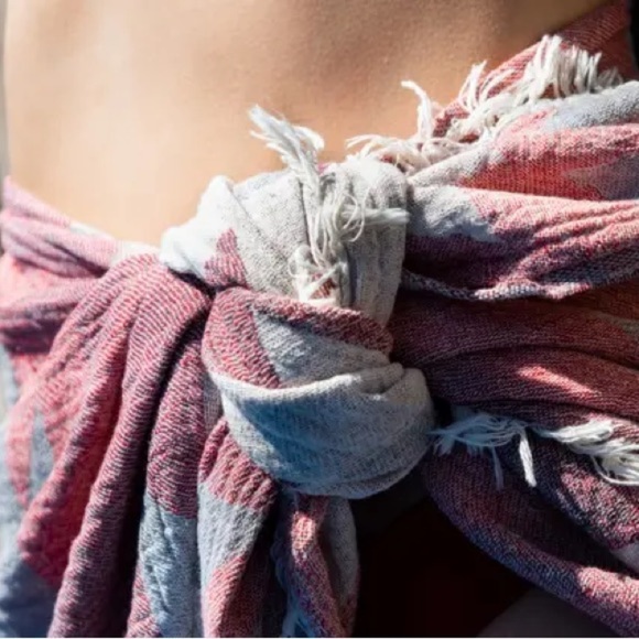 Organic Woven Wrap Towel Blanket Western Bohemian 2 Side Design Clay Pink NEW OS - Picture 10 of 12